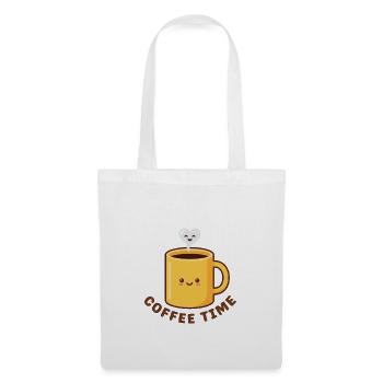 Kawaii Kaffeezeit süße gelbe Tasse - Stoffbeutel - Weiß - Vorne