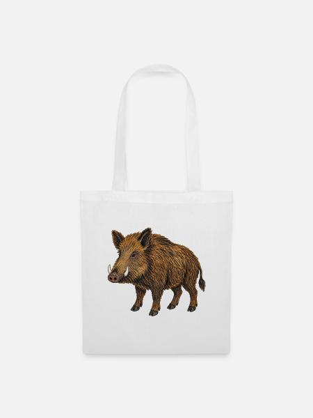 Europäische Wildschweine - Stoffbeutel - Weiß