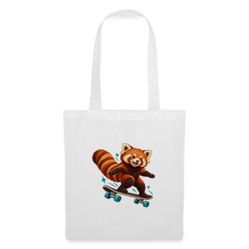Skateboardender Red Panda - Stoffbeutel - Weiß - Vorne