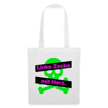 LINKE ZECKE MIT HERZ, ANTIFASCHISMUS, GEGEN RECHTS - Stoffbeutel - Weiß - Vorne