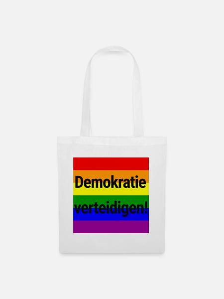 DEMOKRATIE VERTEIDIGEN REGENBOGEN STATEMENT, NOAFD - Stoffbeutel - Weiß
