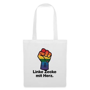 LINKE ZECKE MIT HERZ, ANTIFASCHISMUS, GEGEN RECHTS - Stoffbeutel - Weiß - Vorne