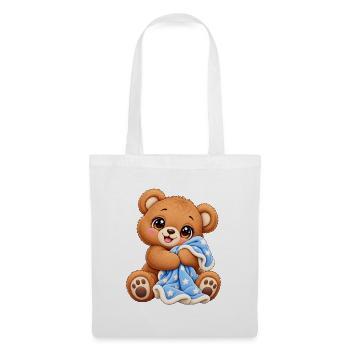 Teddybär mit Kawaii-Decke - Stoffbeutel - Weiß - Vorne