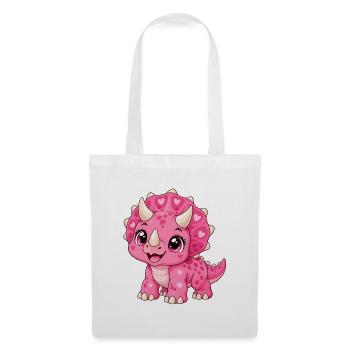 Triceratops Pink Kawaii - Stoffbeutel - Weiß - Vorne