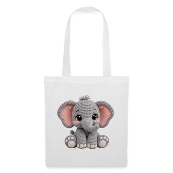 Kuscheltier Elefant Amigurumi Grau - Stoffbeutel - Weiß - Vorne