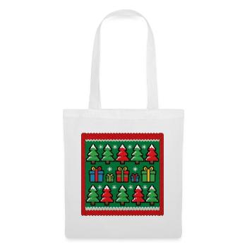 Ugly Christmas Pixel Strick Muster - Stoffbeutel - Weiß - Vorne