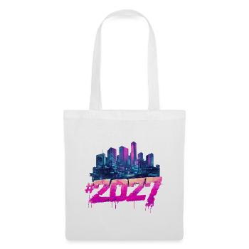Cyberpunk Skyline 2027 Neon Graffiti - Stoffbeutel - Weiß - Vorne