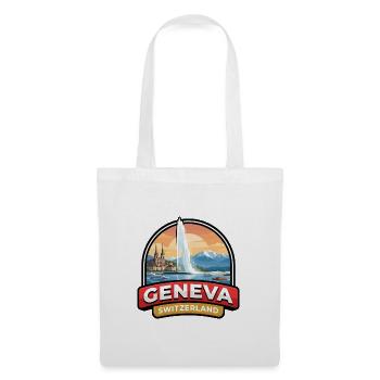 Genfer Schweiz Reiseabzeichen Jet d Eau Geschenk - Stoffbeutel - Weiß - Vorne
