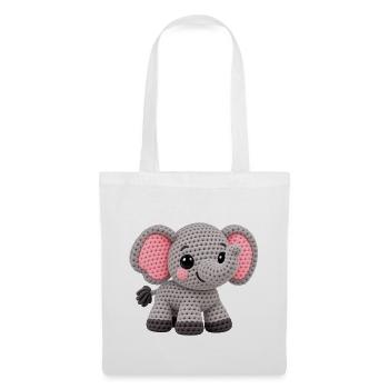 Amigurumi Elefant Kuscheltraum - Stoffbeutel - Weiß - Vorne
