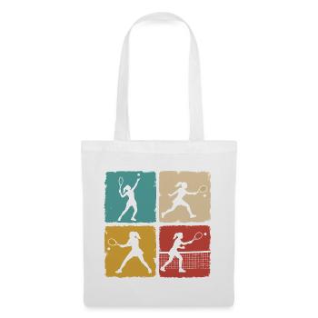 Retro Tennisspielerin Vintage Grunge Design - Stoffbeutel - Weiß - Vorne