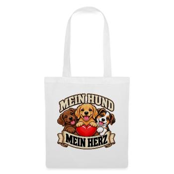 Mein Hund Mein Herz – Hundeliebe - Stoffbeutel - Weiß - Vorne