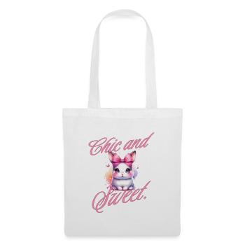 Chic And Sweet Hase Schleife Kaninchen Niedlich - Stoffbeutel - Weiß - Vorne