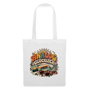 Analog glücklich – Retro Shirt für Nostalgie-Fans - Stoffbeutel - Weiß - Vorne