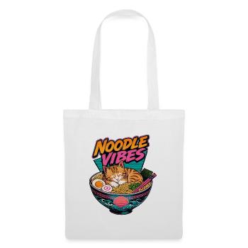 Noodle Vibes Ramen Katze 80er Cyberpunk Kawaii - Stoffbeutel - Weiß - Vorne