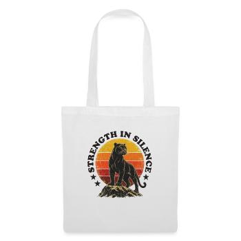 Retro Panther - Strength in Silence - Stoffbeutel - Weiß - Vorne