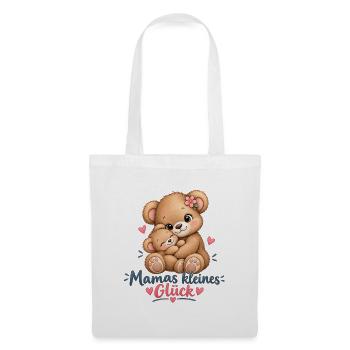 Mamas Kleines Glück Kuschelbär - Stoffbeutel - Weiß - Vorne