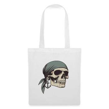 Piratenschädel mit Bandana - Stoffbeutel - Weiß - Vorne