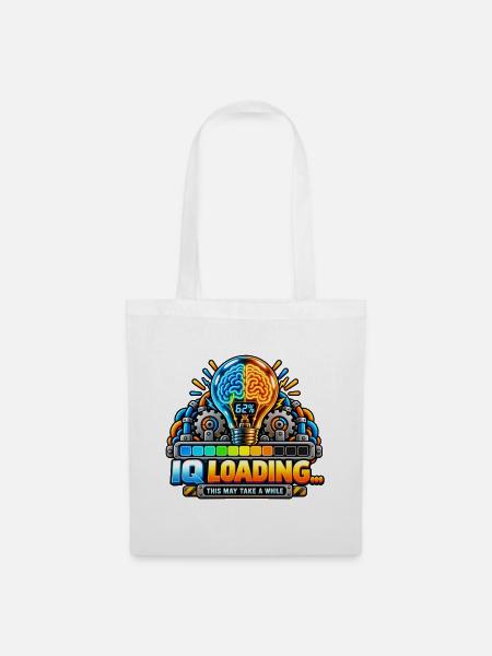 IQ Loading Gehirn Neon Design - Stoffbeutel - Weiß