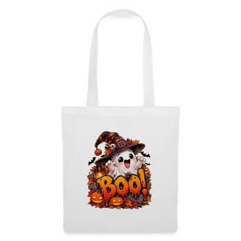 Boo Halloween Geist mit Kürbissen - Stoffbeutel - Weiß - Vorne