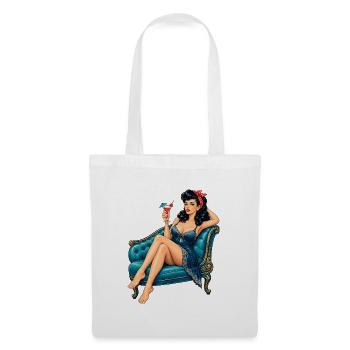 Rockabella Pin-Up: Chaiselongue Retro Style - Stoffbeutel - Weiß - Vorne