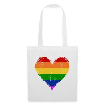 Regenbogen Herz used - Stoffbeutel - Weiß - Vorne