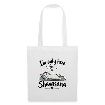 I'm only here for Shavasana – Yoga Katze - Stoffbeutel - Weiß - Vorne