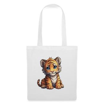 Kuschel Tiger Junges - Stoffbeutel - Weiß - Vorne