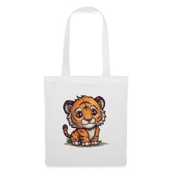 Kuscheliges Tigermotiv – Kleiner Tiger - Stoffbeutel - Weiß - Vorne