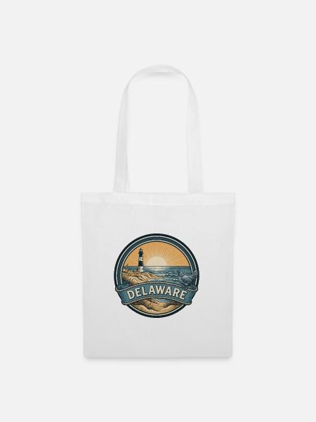 Delaware Cape Henlopen Retro-Reiseabzeichen - Stoffbeutel - Weiß