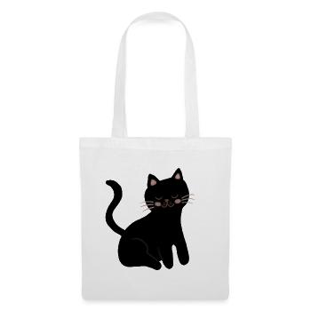 Schläfriges Schwarzes Katzen-Schnurrhaar-Lächeln - Stoffbeutel - Weiß - Vorne