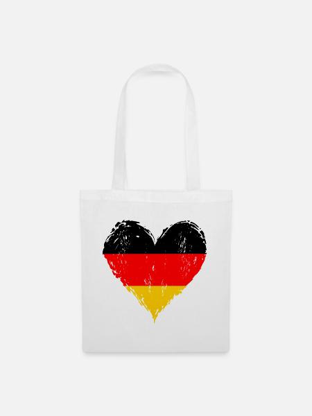 Deutschland Flagge Herz used - Stoffbeutel - Weiß