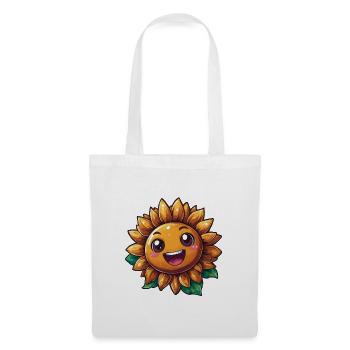 Sonnenblume mit freundlichem Lächeln - Stoffbeutel - Weiß - Vorne