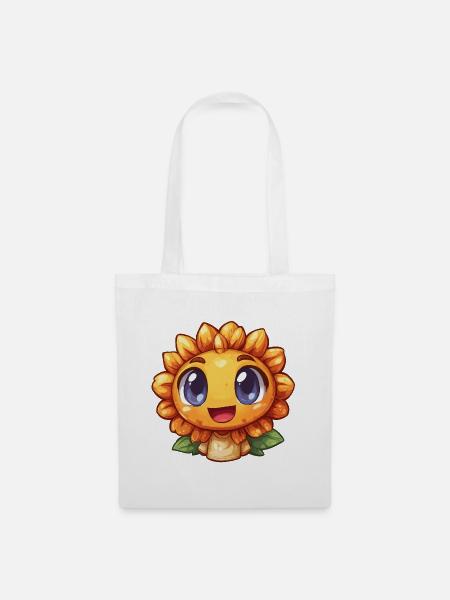 Lächelnde Sonnenblume Charme - Stoffbeutel - Weiß
