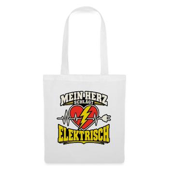 Mein Herz schlägt elektrisch – Elektriker - Stoffbeutel - Weiß - Vorne