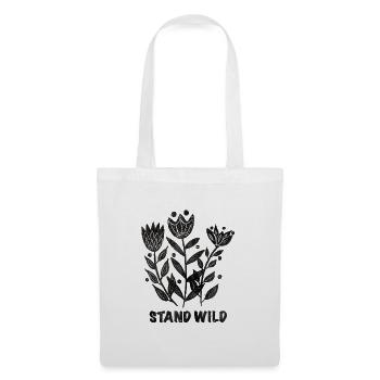 Stand Wild Floral Botanical Print Schwarz - Stoffbeutel - Weiß - Vorne