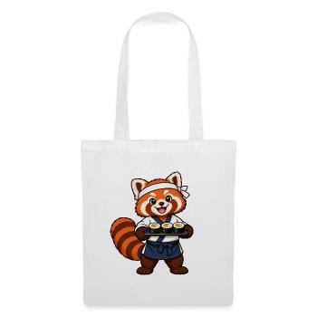 Red Panda Sushi-Koch mit Sushi-Rollen - Stoffbeutel - Weiß - Vorne