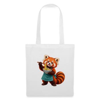 Red Panda Ramen-Koch mit Nudeln - Stoffbeutel - Weiß - Vorne