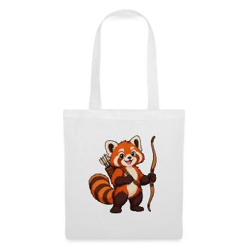 Bogenschießen Roter Panda mit Bogen und Köcher - Stoffbeutel - Weiß - Vorne