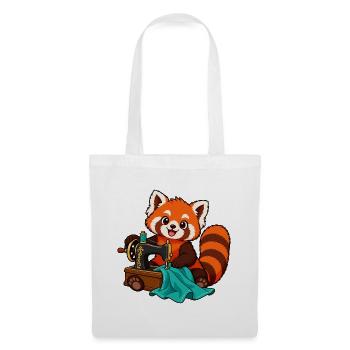 Red Panda nähen mit Vintage-Nähmaschine - Stoffbeutel - Weiß - Vorne