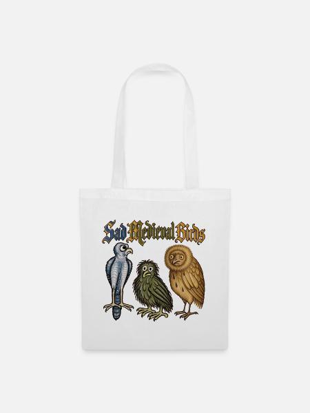 Traurige mittelalterliche Vögel - Stoffbeutel - Weiß