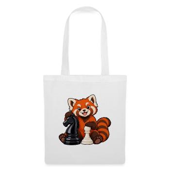 Schachroter Panda mit Springer und Bauer - Stoffbeutel - Weiß - Vorne