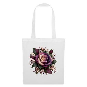 Lila Rosenblüte Floral Bouquet - Stoffbeutel - Weiß - Vorne