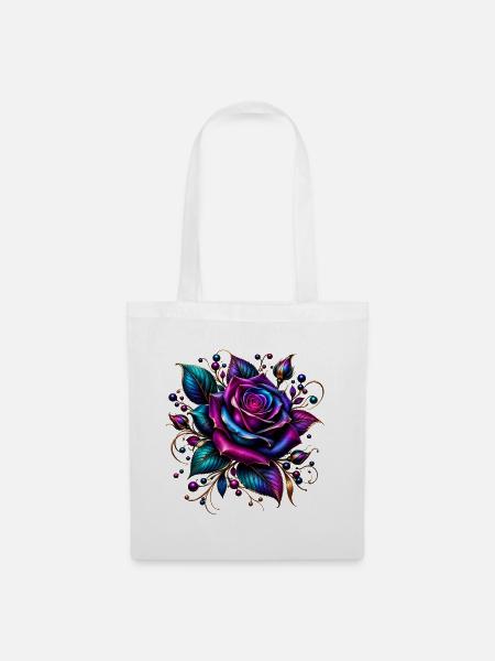 Neonrose mit Goldakzenten - Stoffbeutel - Weiß
