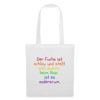 DER FUCHS IST SCHLAU, BEIM NZI IST ES ANDERSRUM - Stoffbeutel - Weiß - Vorne