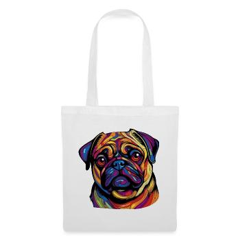 Farbexplosion Pug Portrait - Stoffbeutel - Weiß - Vorne