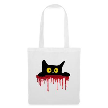 Unheimliche schwarze Katze - Stoffbeutel - Weiß - Vorne