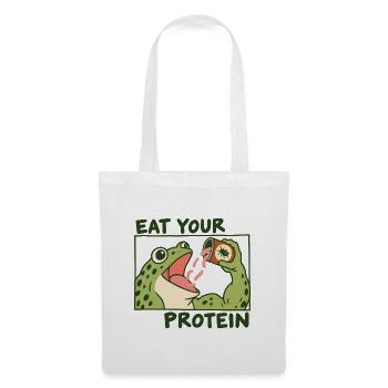 Lustig: Eß deinen Protein-Gym-Frosch - Stoffbeutel - Weiß - Vorne