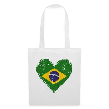 Brasilien Herzflagge Grunge - Stoffbeutel - Weiß - Vorne