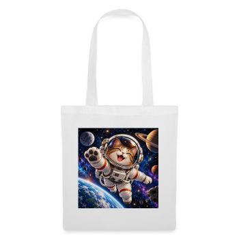 Katzenastronaut im All - Stoffbeutel - Weiß - Vorne
