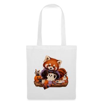 Roter Panda bemalt eine Geistertasse - Stoffbeutel - Weiß - Vorne
